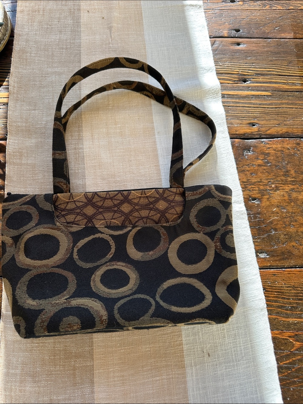 Black and Brown Patterned Shoulder Tote